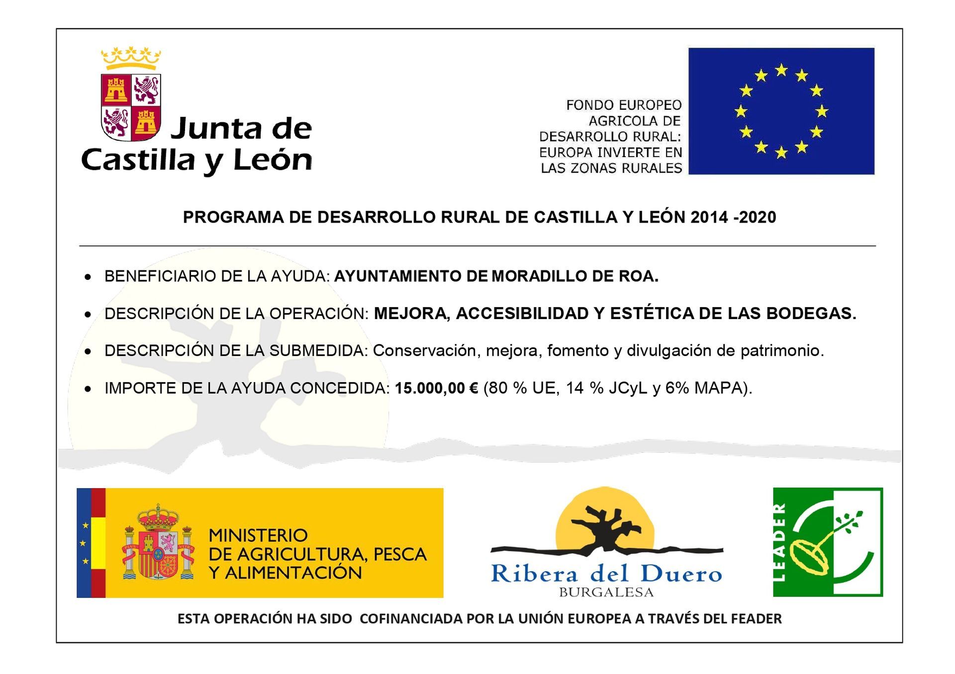 AYUDA LEADER 2014/2020 A.D.R.I. Ribera del Duero Burgalesa "mejora, accesibilidad y estética de las bodegas"